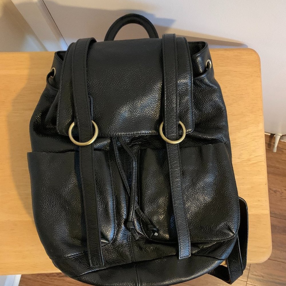 black leather backpack